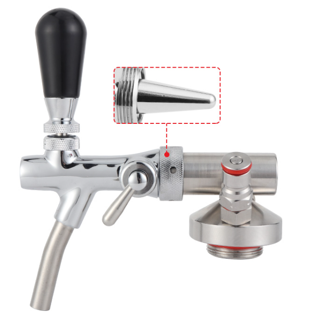 Stainless Steel Spear Coupler Quick Fitting Connector Mini Keg Dispenser for Craft Beer Growler